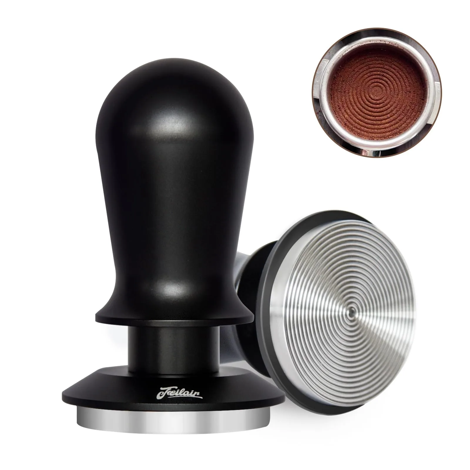 51mm Espresso Tamper, Coffee Tamper with Calibrated Spring Loaded,Tamper Tool With Sound Feedback click, Self Leveling Tamper for Barista, Compatible with 51mm De'Longhi Portafilter