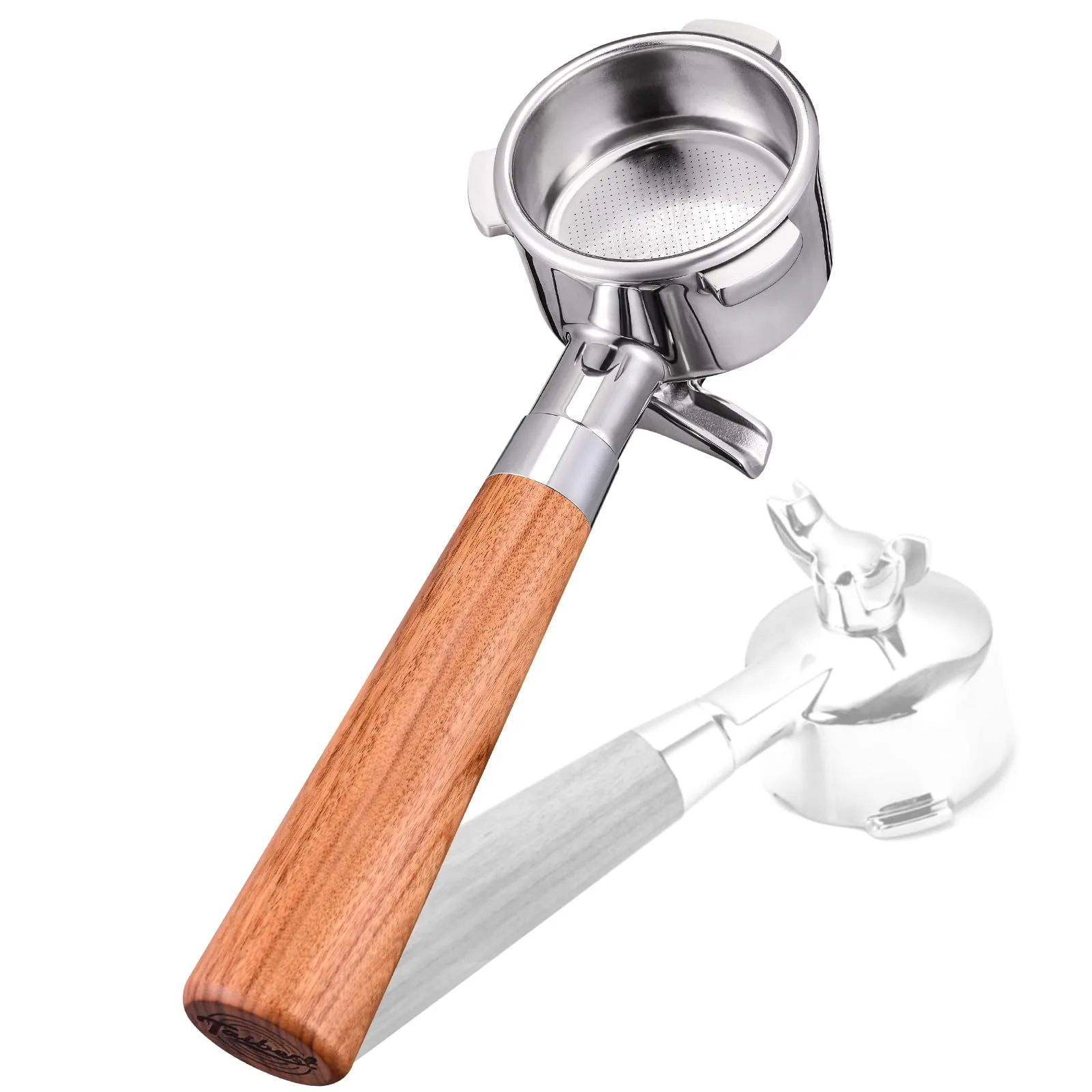 54mm Portafilter for Breville BES870/878/880 Series, Dual Spout Espresso Handle with Siam Rosewood Grip & 304 Stainless Steel Basket Rosewood 54mm Fits Breville