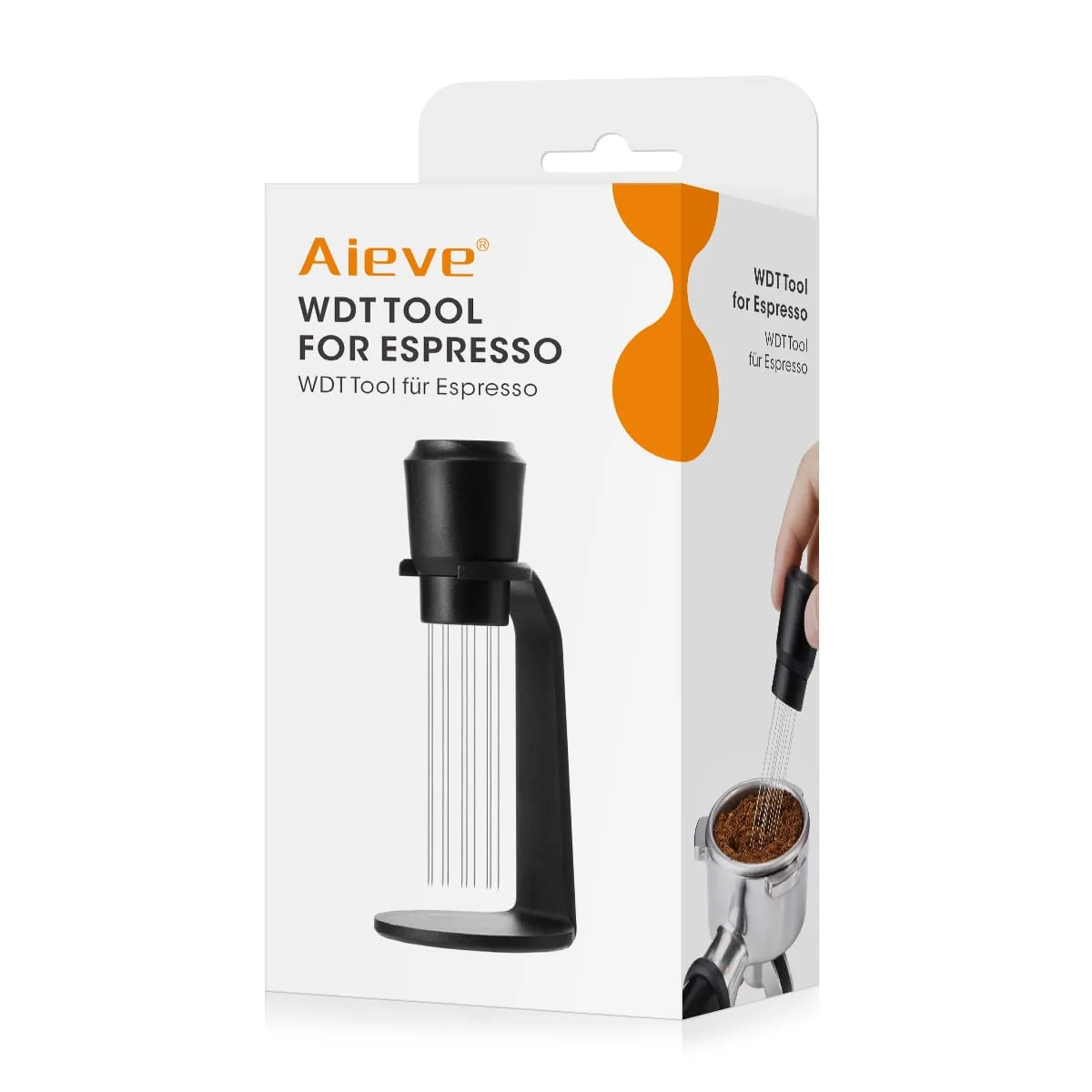 Aieve WDT Tool Espresso, Distribution Tool Espresso Accessories, 10 Needle Coffee Stirrer with Stand for Barista (Ease of Use in 2 Ways Installtion) Black-Plastic