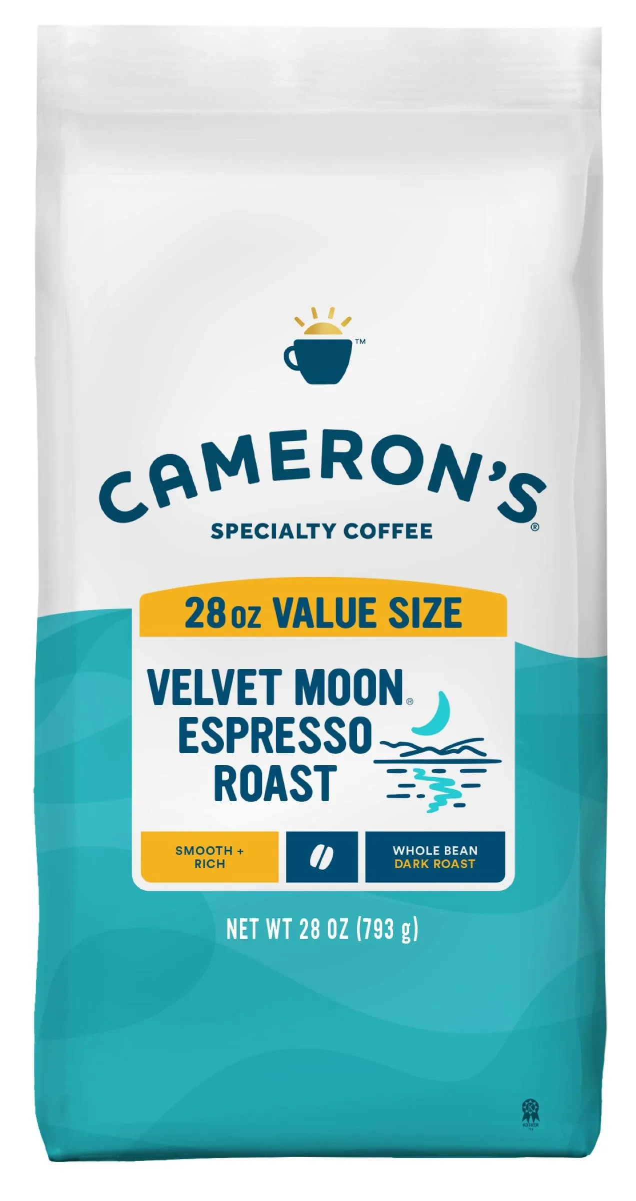 Cameron's Coffee Roasted Whole Bean Coffee, Velvet Moon Espresso Roast, 28 Ounce Velvet Moon (Espresso) 28 Ounce (Pack of 1)
