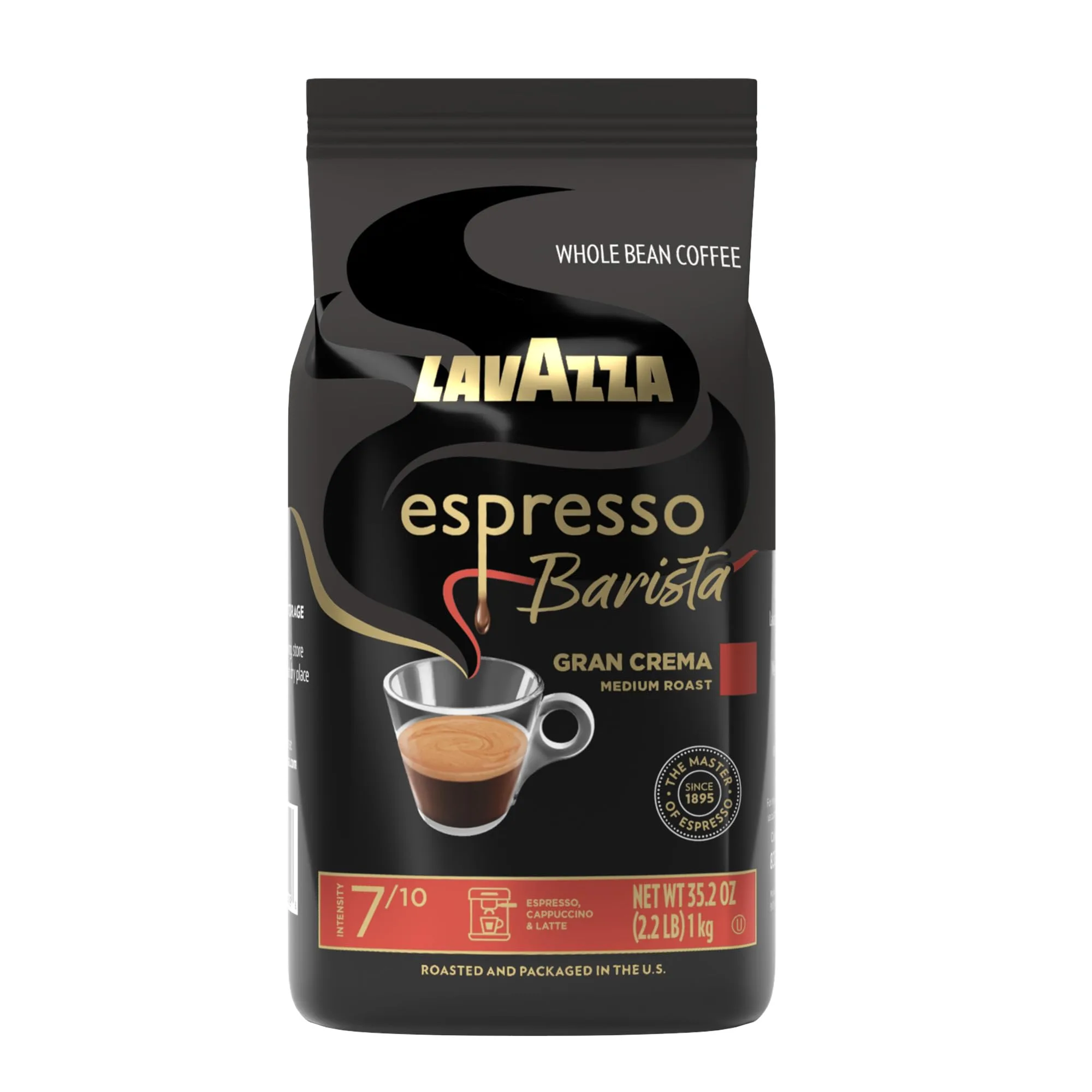 Lavazza Espresso Barista Gran Crema Whole Bean Coffee Blend, Medium Espresso Roast, Oz Bag (Packaging May Vary) - 2.2 LB, 35.2 Ounce Espresso Barista Gran Crema 35.2 Ounce (Pack of 1)