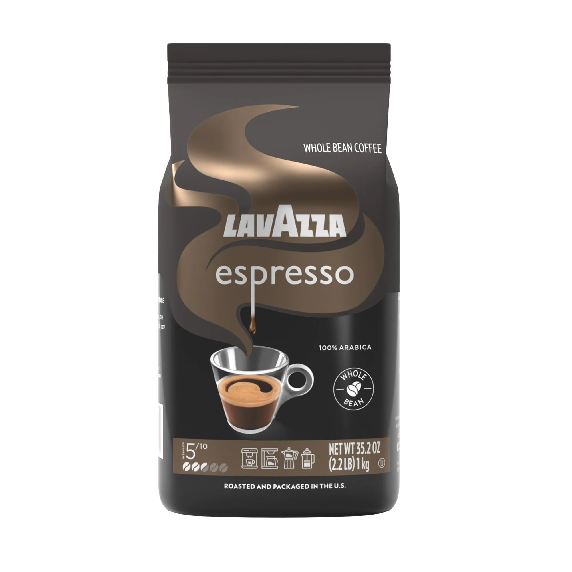 Lavazza Espresso Whole Bean Coffee, Medium Roast, 100% Arabica, 2.2 lb Bag (Pack of 1) Espresso 35.27 Ounce (Pack of 1)