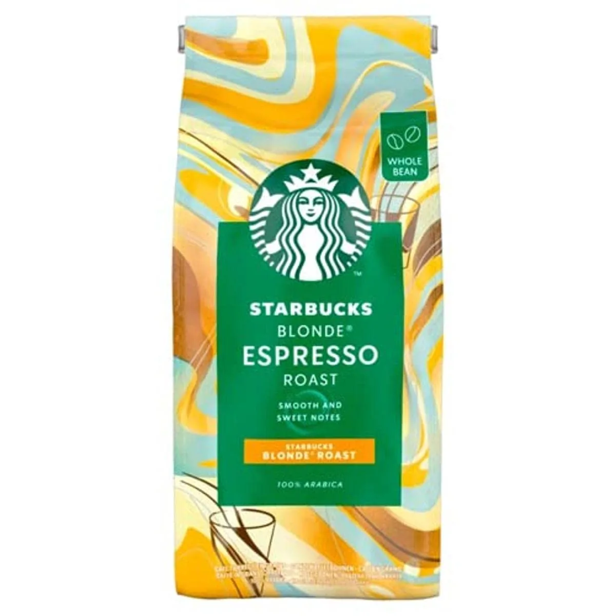 Starbucks Blonde Espresso Roast Whole Coffee Beans, 200g Blonde Roast 200 g (Pack of 1)